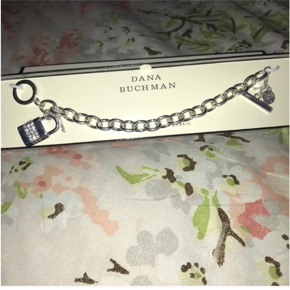 Chain link bracelet with lock and key charms